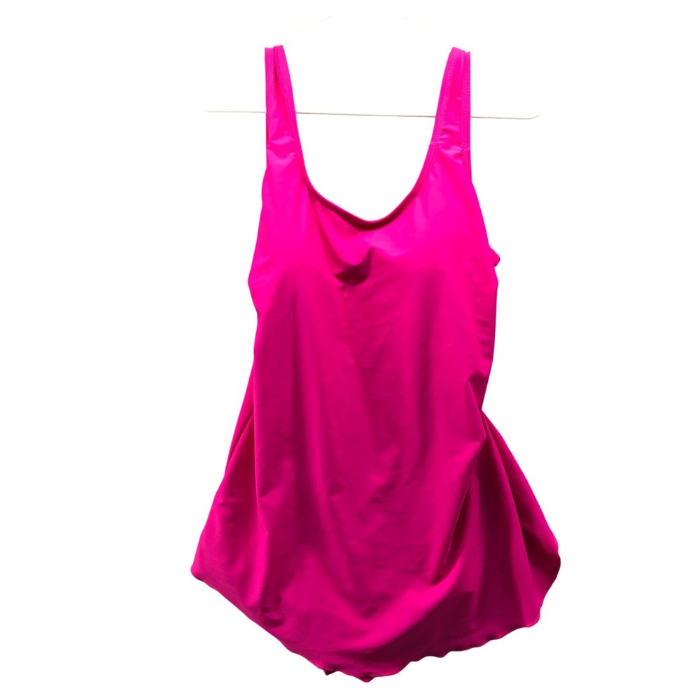 Shore Shapes Swimwear Swimdress Women 14 Hot Pink One Piece Skirted Scoop Back